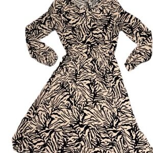 Dex Zebra Patterned Long Sleeve Dress